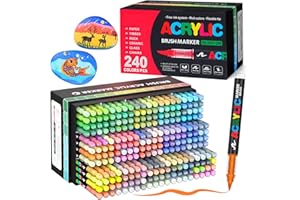 Bonala 240 Farben Acrylmarker Set - Professionelle Acrylstifte mit Pinselspitze für Erwachsene & Künstler, wasserbasierte Farbe für Stein, Glas, Stoff, Holz & Leinwand Kunstzubehör