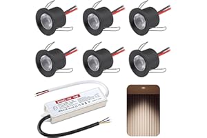 DYKUWEY Set di 6 Faretti Led da Incasso per Cartongesso,2W Mini Faretti Led Soffitto,IP65 12V Faretto LED Ultrasottili 19mm,foro 25-28mm,faretti led Per Luci Cucina Bagno (Nero,Bianco Neutro 4000K)