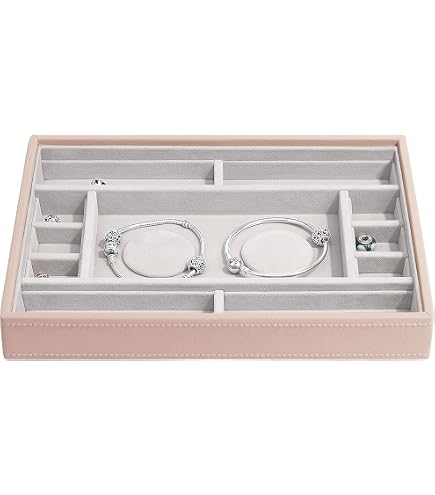 Stackers Dove Grey with Antique Rose Classic Medium Jewellery Box, Set