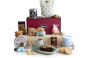 Ultimate Luxury Afternoon Tea Hamper Basket - Fruit Cake, Cookies, Italian Coffee, Pralines, Tea & Biscuits Gift Set - Christmas Hampers for Couples, Birthday Gifts for Grandparents - by Hay Hampers