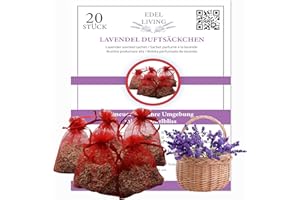 Edel Living Lavendelsäckchen mit staubfreiem und langanhaltendem aus Deutschland, 10 Duftsäckchen als Mottenschutz für Kleiderschrank, getrocknet und bunten Beuteln für entspannten Schlaf (Rot)