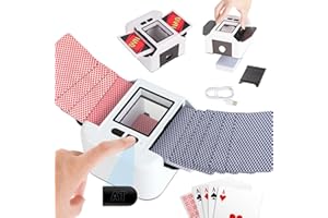 BULDOOSPOK Mélangeur de Cartes Automatique Électronique 1-2 Jeux, 2000mAh USB Rechargeable mélangeur de carte pour UNO Poker Skyjo Blackjack Texas Hold'em, Portable Mélange silencieux et rapide, Auto/Manuel