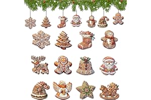 KASESSS 24 Piezas Adornos Arbol Navidad de Madera, Decoracion Arbol de Navidad, Adornos Navidad Arbol con SOGA, Papá Noel, Reno, Ángel y Estrella Christmas Tree Decorations para Niños y Adultos