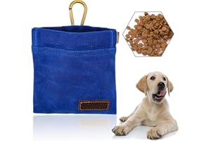 VORHOT Leckerlitasche für Hunde, Freihändige Futterbeutel Hundetraining mit Karabiner, Dog Food Bag Gassi Tasche Hund mit Automatikschalter, Leckerlibeutel für Katzenfutter Hundefutter (Blau)