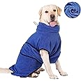 HAPPY HACHI Hundebademantel aus Mikrofaser, mit Verstellbaren Trägern Hundebademantel Waschbare Super Saugfähig Feuchtigkeit 