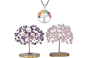 ABHISUBYA Amethyst Crystal - Tree of Life - Rose Quartz Crystal - Office Decor - Purple Stones - Money Tree - Natural Crystal - Gem Tree - Amethyst Gifts - Positive Gifts for Women