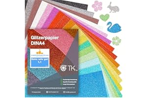 TK GRUPPE TIMO KLINGLER 50 feuilles de papier pailleté pour loisirs créatifs - Papier pailleté 300 g/m² - Papier pailleté pour loisirs créatifs - Artisanat et design