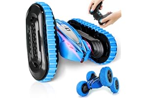 KIDWILL 2 en 1 Coche de Control Remoto para Niños 4WD 2.4Ghz Coche Teledirigido Remote Control Car de Alta Velocidad 360°Rotación y Volteo Doble Cara,Faros Delanteros LED Coches de Juguetes para Niños