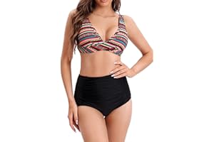LA ORCHID Laorchid damski strój kąpielowy, dwuczęściowy zestaw bikini z wysokim stanem, seksowny strój kąpielowy, bandeau, bikini, wyściełane, zestaw tankini