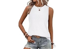 BAISHENGGT Damen Tank Tops Sommer Rundhals Ärmellos Ausgehöhlt Basic T Shirt Oberteile