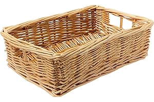 Arthur Cameron - Rectangular Shallow Wicker Storage Tray - Hand-woven by skilled artisans in Northern China, an organiser basket is the perfect home storage solution (Natural, Extra Small)