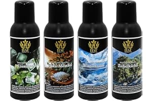 ‎HAF HAF Saunaaufguss Set „Winterwunder“ - 4 x 100ml Sauna Aufgussmittel Eisminze, Euka-Menthol, Wintertraum, Zirbe - Saunaduft mit natürlichen ätherischen Ölen & ohne Zusätze