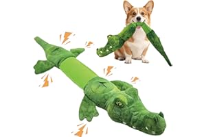 CUUOOT Hundespielzeug, Krokodil Tauziehen Plüschhundespielzeug, Süßes Quietschendes Hundespielzeug mit Crinkle-Papier, Unzerstörbar Gefüllte Hundekauspielzeug für Kleine, Mittlere, Große Hunde