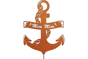 JYUECIAN Anker Rost Gartenstecker Gartendeko Rost Deko für Garten Maritim Deko Teich Roststecker