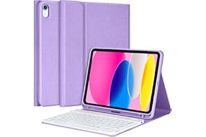 aMZCaSE Custodia per tastiera per 10a generazione 2022, Custodia per tastiera per 10,9 pollici 2022 con custodia per tastiera wireless Bluetooth rimovibile con portapenne, QWERTZ (Porpora)