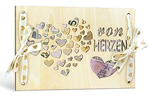‎TAKULA TAKULA Bilderrahmen Herz Mit Goldener Schleife, Hochzeitsgeschenke für Brautpaar,Konfirmation Geschenk,Geldgeschenke Verpackung Hochzeit|VON HERZEN (18 * 12cm)
