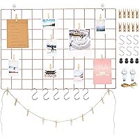 Deko Wandgitter aus Eisen in Rose Gold (65x45cm) zum aufhängen von Fotos | Metall Memoboard Pinnwand Gitter zum…