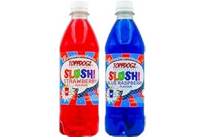 ToppDogz Slush Syrup| 2 x 500ml BLUE RASPBERRY & STRAWBERRY Home Slushie machine slushy syrup