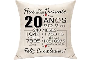 Hasodeo Regalo de 20 Años Cumpleaños para Chicas y Chicos 20º Cumpleaños Decoración Funda de Cojín Regalos para 20 Años Adolescente Hija Hijo Sobrina Hermana Amigo Cojín Recuerdo de Cumpleaños (20)