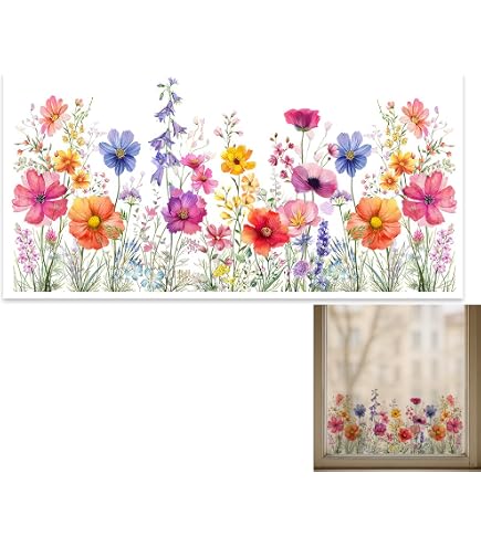 Adesivi Finestra Fiori Colorati - Rimovibili E Riutilizzabili, Motivi Floreali Per Casa E Ufficio (Stile A)