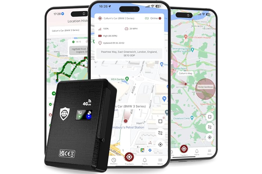 SafeTag MAG 4G Rechargeable Magnetic GPS Tracker for Car, Car, Van, Motorcycle, Caravan, etc. 90 Days Standby, Tracking and Real-Time Alerts, 7 Day Free Trial+SIM