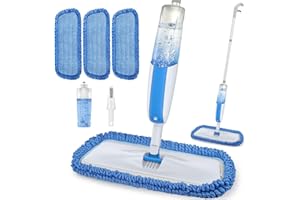 Microfibre Spray Mop for Floor Cleaning - MANGOTIME Dry Wet Floor Mop with Spray for Laminate Wood Vinyl Ceramic Tile Hardwood with 3 Washable Replacement Pads & 410ml Refillable Bottle