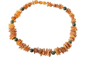 BALTICAMBERLAND Baltische Bernstein- und afrikanische Jade-Haustierkette gegen Flöhe und Zecken für Hunde und Katzen (25-65 cm) (35cm)