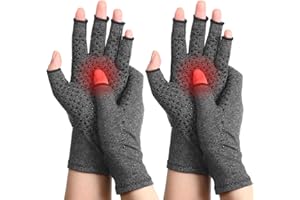 SUPERFA 2 Pairs Compression Arthritis Gloves for Women and Men, Fingerless Gloves for Arthritis Pain Relief, Carpal Tunnel, Rheumatoid and Osteoarthritis