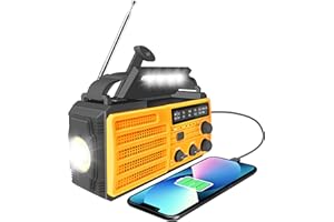UBEIYI Solar Radio, 8000mAh Radio à manivelle Portable AM/FM SOS Alarme Dynamo Radio de Survie pour urgence, pour Chargeur de téléphone, lumière LED, Prise Casque, Boussole pour Le Camping en Plein air