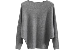 FULIER Boot-Ausschnitt Batwing Ärmel Dolman Lose gestrickte Pullover und Pullis Pullover Tops für Frauen