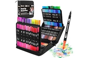 ‎WONSAR wonsar Dual Brush Pen Set, Filzstifte Dicke und Dünne für Kinder Erwachsene Pinselstifte Marker für Bullet Journal Zubehör Stifte, Handlettering, Mandala, Malbücher (100 Farben schwarz)