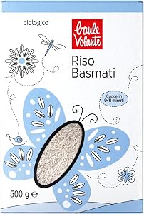 Baule Volante Riso Basmati Biologico - Ideale per i pasti quotidiani - Riso Basmati Bianco Coltivato Naturalmente - 500 g