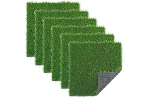 SHACOS 30mm Artificial Grass Mat 6pcs 30x30cm Indoor Outdoor Artificial Grass Rug Fake Grass Rug with Drainage Turf Rug Holes Garden Grass Rug Pet Friendly Realistic Astro Turf for Balcony, Yard