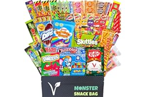‎MONSTER SNACKBAG 50 Vegane Süßigkeiten aus aller Welt in einer Box auch als Geschenkidee oder für Partys - Süssigkeiten XXL Mix vegan, vegetarisch, laktosefrei