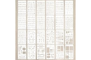 AIYRAA 24Pcs Letter Stencils Set, Bullet Journal Stencil, Reusable Alphabet and Number Calligraphy Stencils for Painting, Crafts, Journaling, Wall Art, DIY Projects, Plastic Templates for Kids & Adults