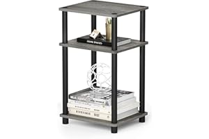 Furinno Tavolino da Salotto a 3 ripiani, French Oak Grey/Black