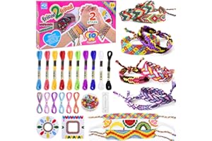 modacraft Freundschaftsbänder Bastelset mit Perlen Baumwollgarn Kordeln Gewebtem Brett Bebilderte Anleitung Freundschaft Armbänder Basteln Flechtset Knüpfset für Kinder ab 8 Jahre Geburtstagsgeschenk