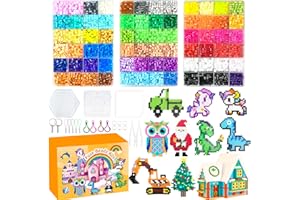 AJAZPER Perline da Stirare 5 MM, 72 Colori Perline a Fusione con Custodia, Pegboard, Guida Utente, Decorazioni, Set Gioco Creativo Natalizio Fai Da Te Regali Compleanno Natalizio per Bambini di 5+ Anni