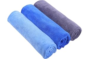 BW&HM Toalla Gimnasio Toalla Microfibra Gimnasio Hombre Gym Towel para Mujer Súper Absorbente Secado rápido 40 x 80 cm Paquete de 3 Gris+Azul+Azul Claro