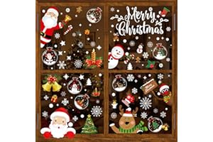 Nepfaivy Vetrofanie di Natalizie per Finestre 192PCS - Adesivi Natalizi per Vetri, Stickers di Vetro Natalizi Rimovibili e Riutilizzabili per Decorazioni Natalizie per la Casa