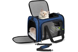 Lohofrnny Trasportino per Gatti, 43x28x28cm Trasporto per Gatti e Animali fino a 5 kg, Trasportino per Animali Portatile Pieghevole, Trasportino per Viaggi Lunghi e Brevi (Blu scuro)