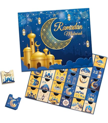 Calendrier de l'Avent du Ramadan, calendrier de l'Avent réutilisable en bois avec 30 tiroirs
