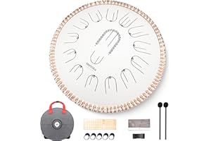 MOOZICA Tambour de langue à main en acier de 15 pouces - 15 notes en do majeur 432 Hz avec conception d'harmoniques d'octave - Instrument de tambour de langue à percussion professionnel