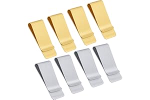 QH-SHOP Metalowy klips na pieniądze wąski minimalistyczny portfel gotówka banknoty klipsy zacisk na karty kredytowe uchwyt na dokumenty dla mężczyzn i kobiet, 8 szt. złoty i srebrny, Złoty srebrny, S,