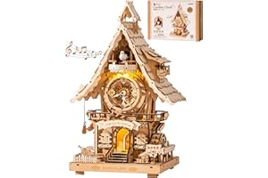 ROKR Puzzle 3D in Legno Orologio a cucù, Modellini da Costruire per Adulti, Puzzle 3D Kit di modellismo Regali Artigianali e Decorazioni, Cuckoo Clock Colore del legno, LC901