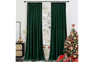 PONY DANCE Aksamitne zasłony do salonu z taśmą termiczne ciemnozielone zasłony zaciemniające do salonu zasłony zaciemniające do wnętrz 2 sztuki szer. 132 x wys. 300 cm, 300 g/m²