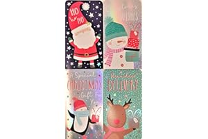 YLAB 4 billeteras y sobres para dinero de Navidad, personajes de aluminio, para niños y niñas