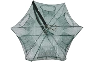 Cyrank Trampas de 6/12 Agujeros para Peces de Cebo, Trampa de Red de Pesca con Red de fundición Plegable, Cebo de Trampa para cangrejos para atrapar Peces de Cebo pequeños