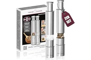 PROFI COOK PC-PSM 1160, Molinillo de Pimienta, Sal y especias, manual, juego pimentero y salero de acero inoxidable, mecánico, ajuste grado molienda