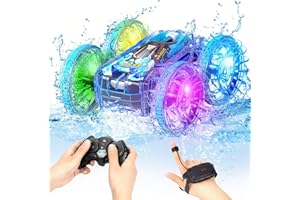 AmazeFun Amphibious Vehicle Remote Controlled Car from 4 5 6 7 8 9 Years 4WD 360° RC Car Indoor & Outdoor Toy for Children Remote Controlled Boat Pool Beach Toy Birthday Gifts Boy